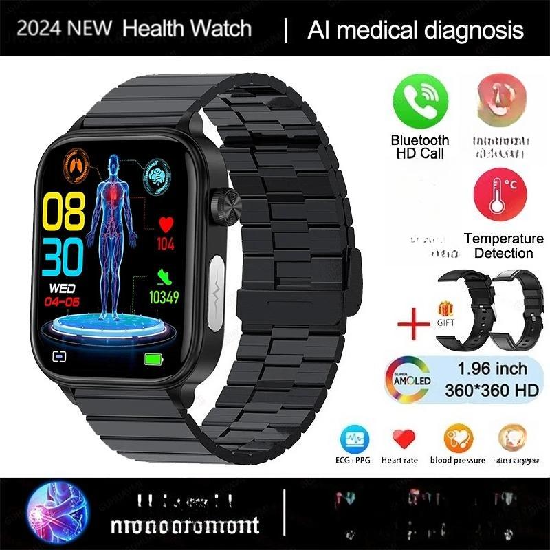 2026 Neue Smartwatch EKG+PPG Gesundheitsdiagnose Herren Damen Uhr Blutdruck Smartwatch Silicone+Leather+Bamboo