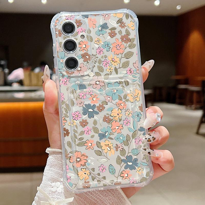 Romantische Blumen Kartenfach Tasche Brieftasche Hülle Für Samsung Galaxy S25 Edge S25 S24 S22 Ultra S24 FE A56 A55 A54 A25 A15 A16 5G Weiche Hülle For Samsung Galaxy S23 white