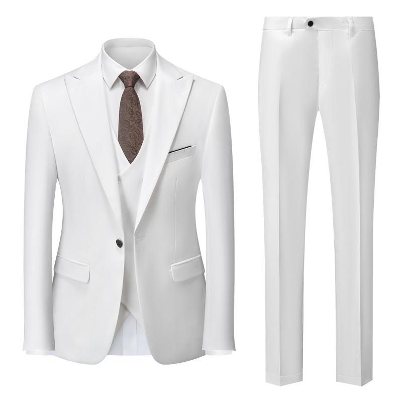 Herren Business Casual Anzug Hochzeit Bräutigam Anzug Herrenanzüge und Blazer M weiß