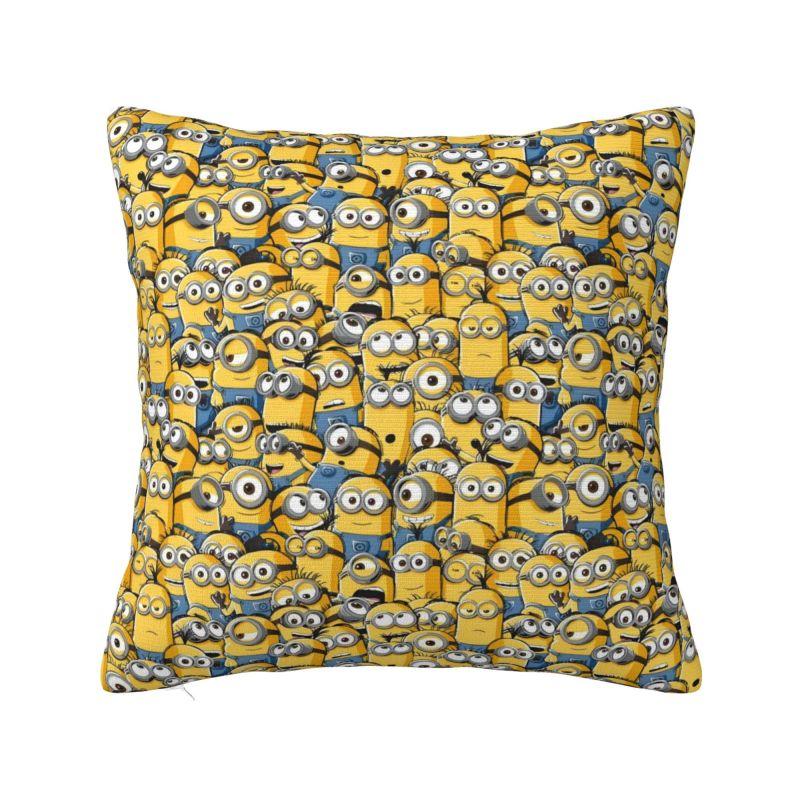 Individuelle Kissenbezüge für das Wohnzimmer mit dem Motiv 'Minions – Auf der Suche nach dem Bösewicht' Anime Niedliche Cartoon-Stil Luxus-Kissenbezug Quadratische Kissenhülle 18x18Inch