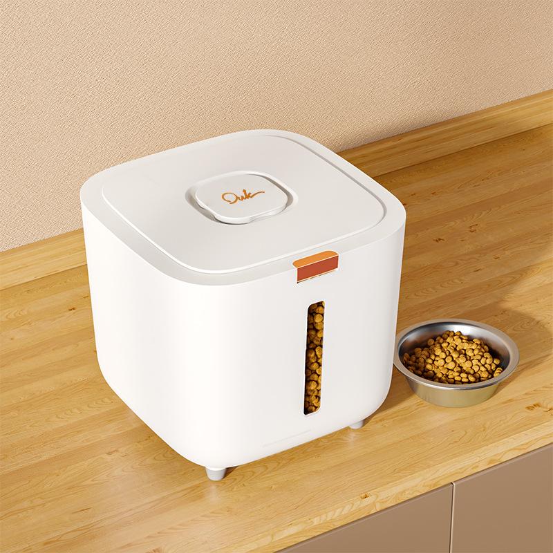 Tierfutter-Lagerfass, großes Lagerfass, Lebensmittel versiegelt, feuchtigkeitsbeständig, Katzenfutterfass, Lagerung von Katzenfutter, Hundefutterfass 10kg weiß