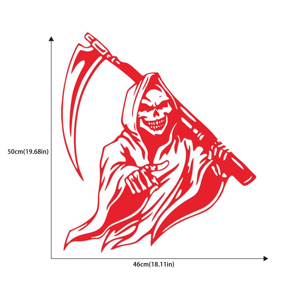 Grim Reaper Scythe Autoaufkleber Universal selbstklebend Autoaufkleber Auto Dekoaufkleber rot