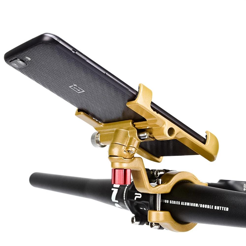 Universal Aluminium Legierung Fahrrad Telefon Halter Rack Motorrad Lenker Montieren Nicht-Slip Moblie Telefon Clip gold