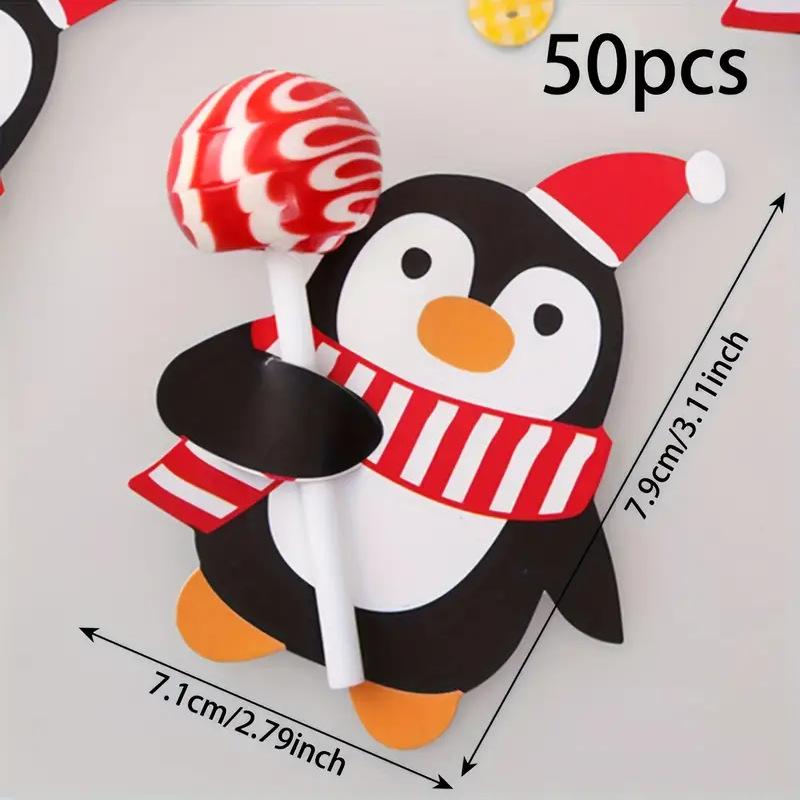 50 Stück Weihnachts-Lutscher-Papierkarten Cartoon Weihnachtsmann Pinguin Kinder Süßigkeiten Geschenke Verpackung Neujahrs-Party Dekoration penguin