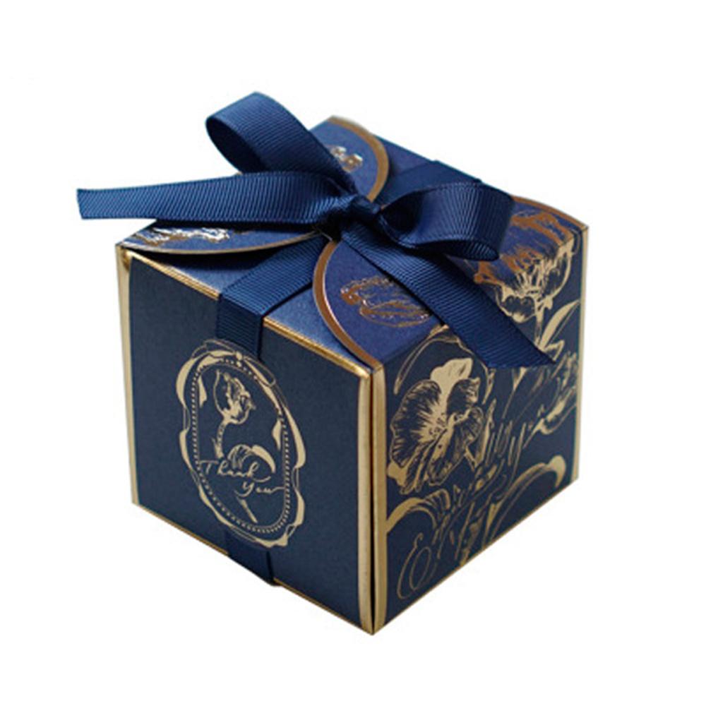 Original Hochzeitsbonbonbox Bronzeprägung Handwerk Geschenkbox Mit Band Party Feier Babyparty Geburtstagsparty Zubehör Other blau