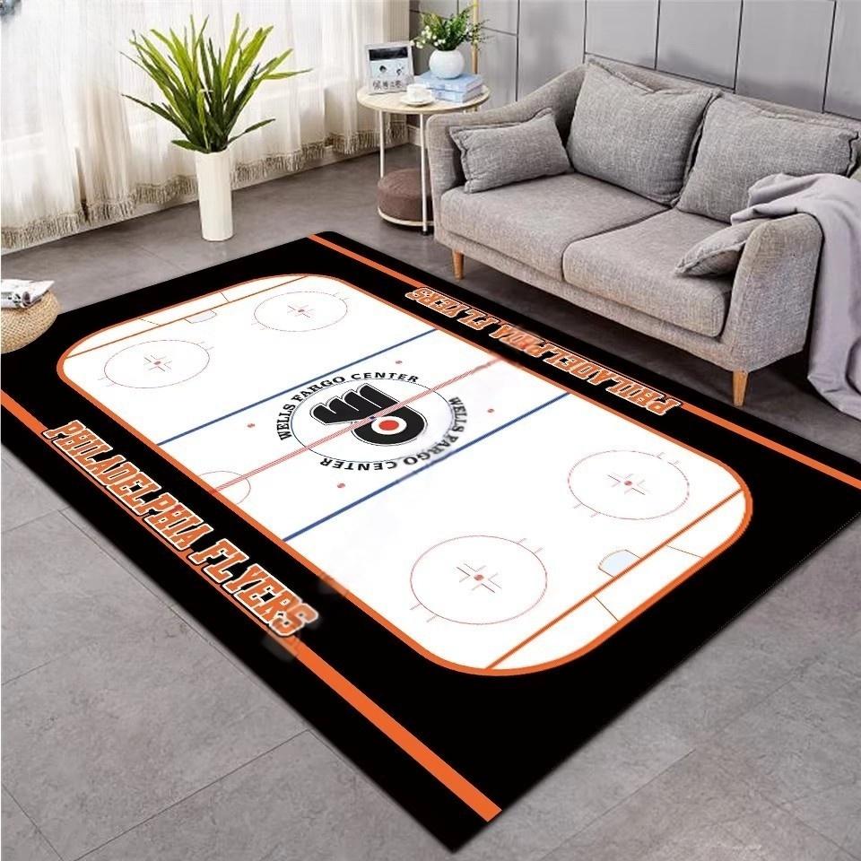 Eishockey 3D Teppich Teppich für Esszimmer und Wohnzimmer Rutschfest Maschinenwaschbar Bereich Bodenmatte Weicher Schlafzimmer Sportteppich 50x80cm