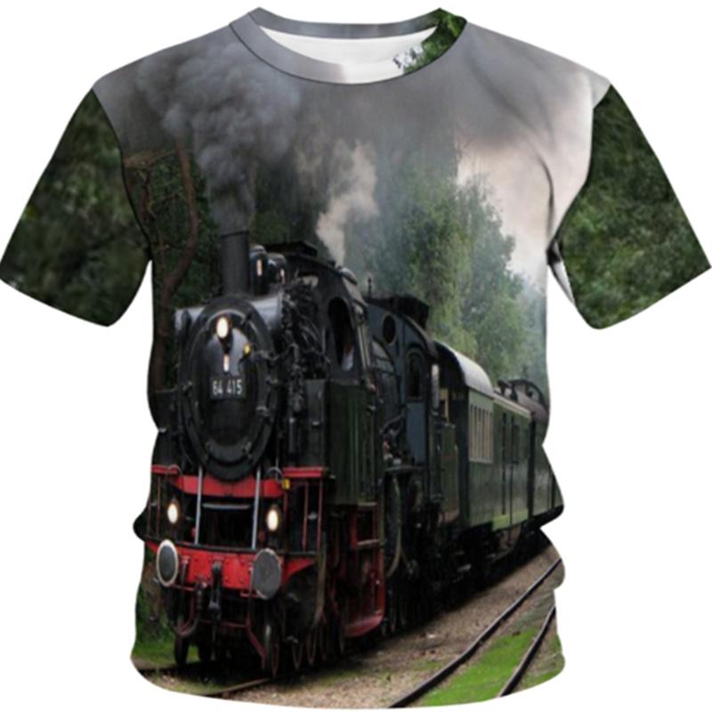 Herren T-Shirt mit Zug-Grafiken, T-Shirts für Männer und Frauen, modisches T-Shirt, Kinder, Hip-Hop-Tops, Vintage-T-Shirt, Jungen-T-Shirts, übergroße Tops 120cm
