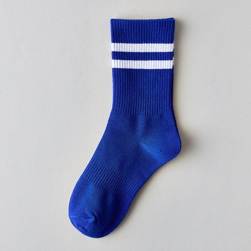 Mode Gestreiften Herren Socken Casual Streetwear Schwarz Weiß Sport Socken Männer Männlich Baumwolle Atmungsaktiv Hip Hop Skateboard Lange Socken blau