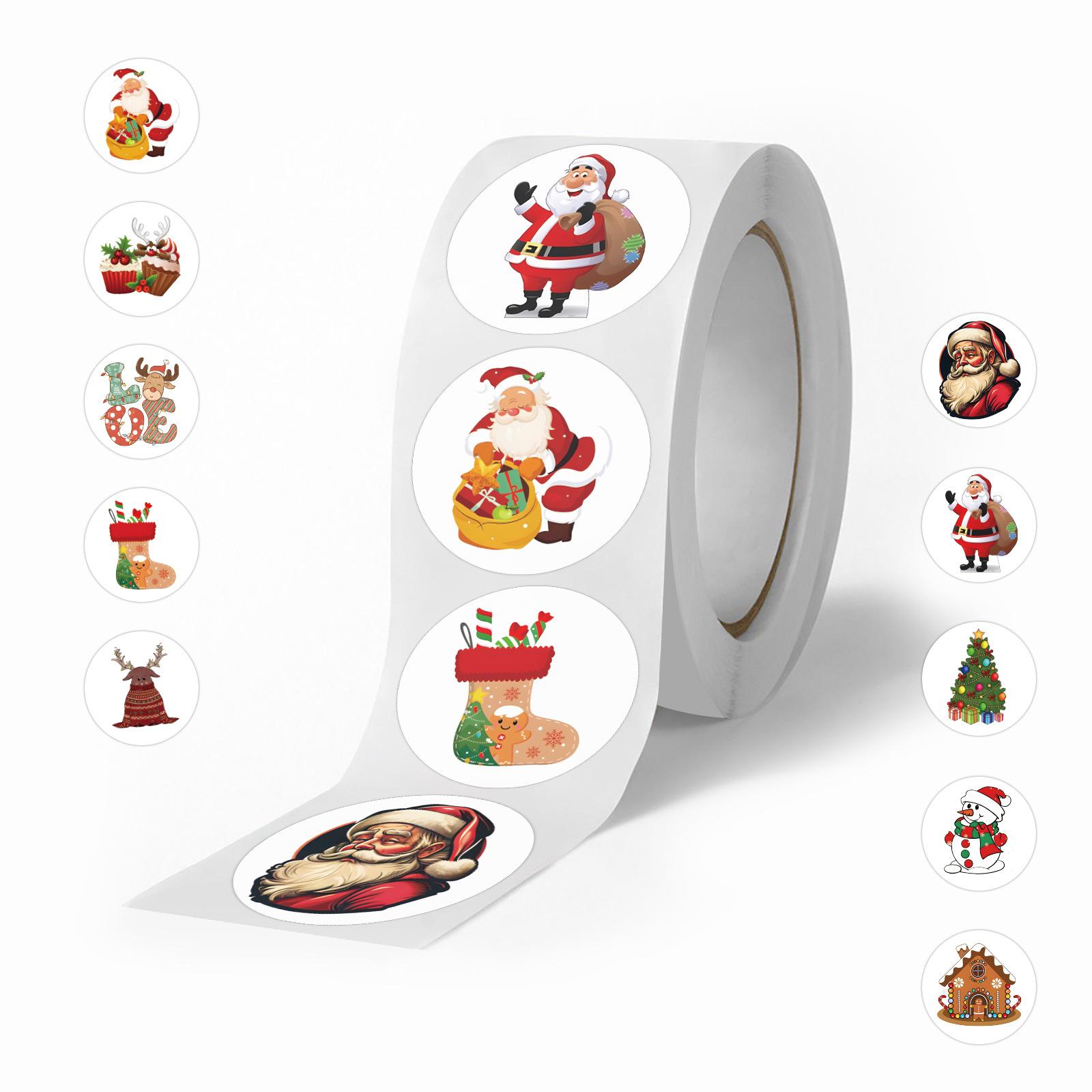 500 Aufkleber/Rolle Weihnachtsaufkleber Niedliche Kinder DIY Skateboard Koffer Gitarre Rollenband gray