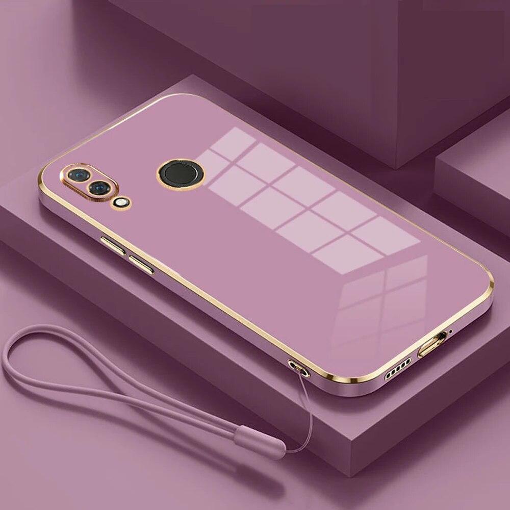 Für Huawei P20 lite Fall Huawei P20 lite Telefon Fall ANE-LX1 ANE-LX2 HWV32 Fall Luxus Quadratische Beschichtung Stoßfest Zurück Abdeckung For Huawei P20 lite&Case & Strap licht lila