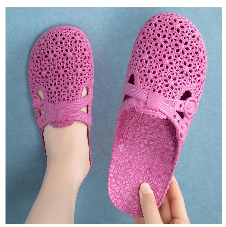 Frauen Sommer Sandalen Töpfe Loch Schuhe Crok Gummi Clogs Frau EVA Unisex Garten Schuhe Strand Flache Weibliche Sandalen Hausschuhe 41 violett