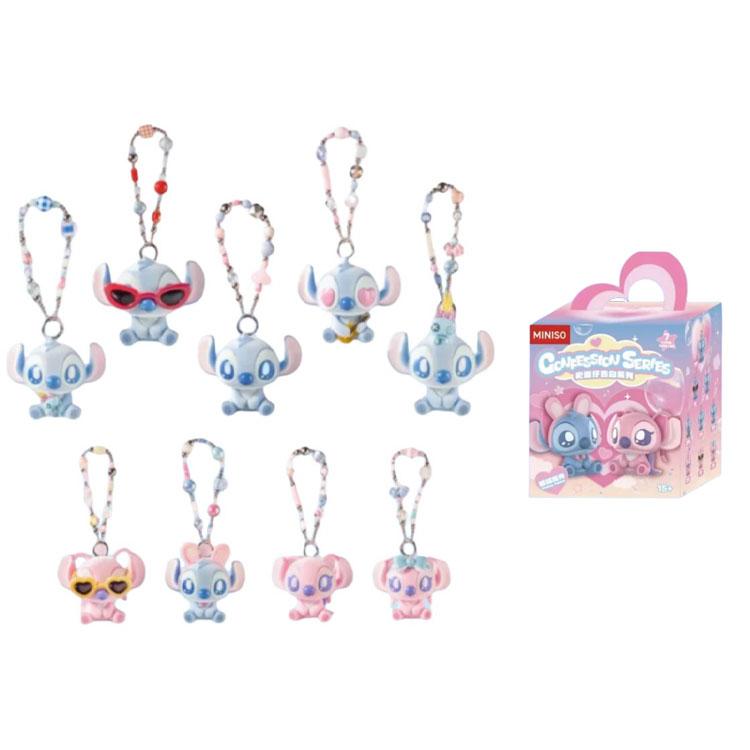 MINISO Stitch Liebesgeständnis Kollektion Beflockter Anhänger Mystery Boxen Einzelne Mystery Box/Komplette Box 8 Stück Puppe white