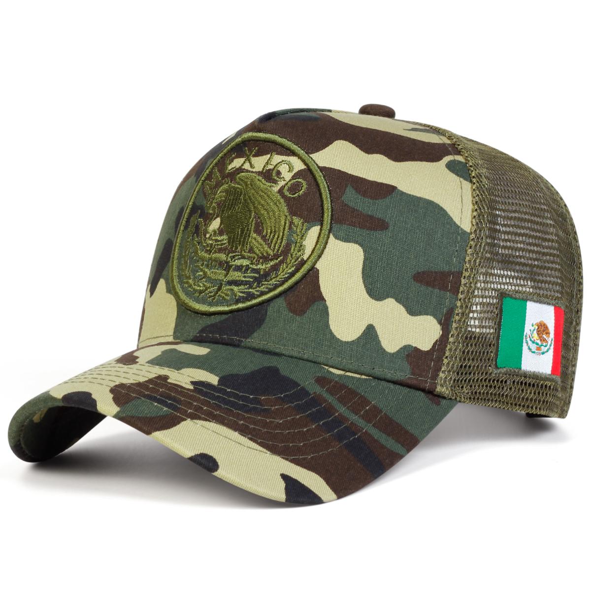 Herren Mexiko Flagge Bestickte Camouflage Baseballkappe Mesh Hut Outdoor Verstellbar Sonnenschutz Freizeit Hut Frühling Herbst Reise Tourismus Strandurlaub camouflage