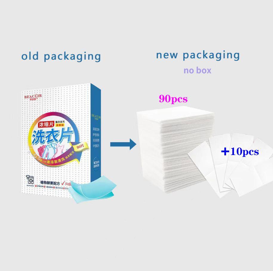 90 stücke Blatt Waschmittel Natürliche Wäsche Tabletten Waschpulver Hause Reinigung Produkte Waschmaschine Waschen Papier Blatt 90pcs