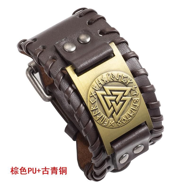 Schmuck Nordic Viking Totem Dreieck Energie Armband männer Kreative Leder Armband Persönlichkeit Retro Geflochtenes Armband