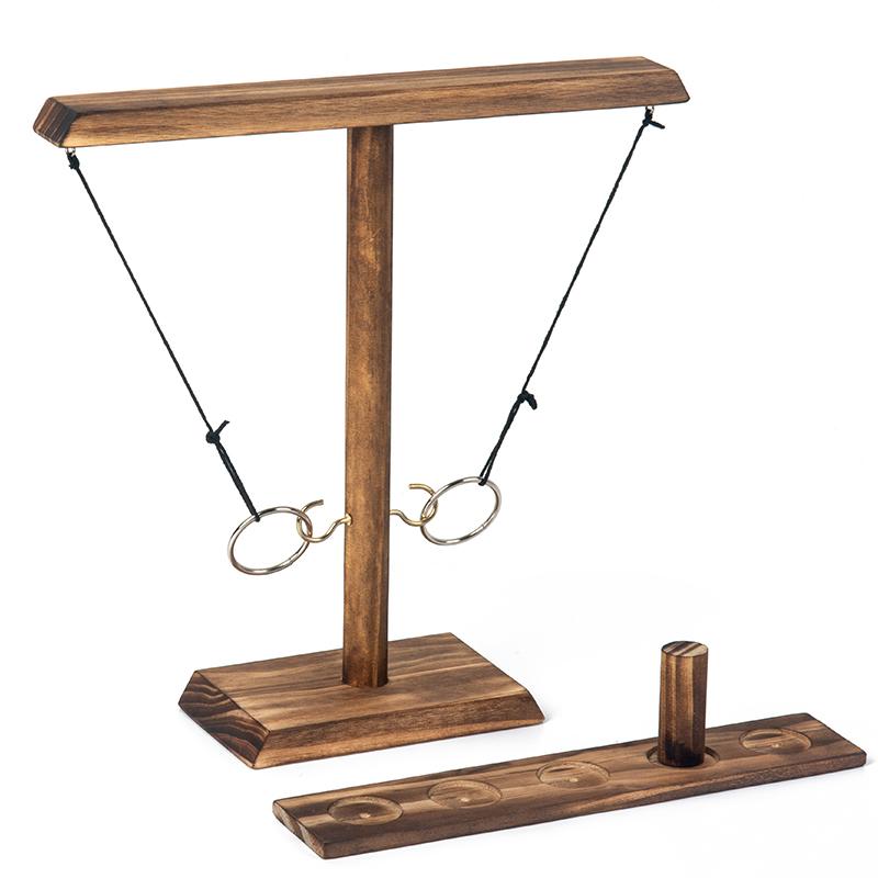 Ringe werfen Spiel für Erwachsene Haken und Ring Spiel Handgemachtes Holz Wurfspiel für Erwachsene Outdoor Indoor Spiele Terrassen Dekoration Garten Spiele Y5326YY- brown