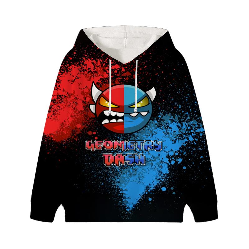 Angry Geometry Dash Hoodie Kinderkleidung Kind Mädchen Jungen Sweatshirt Manga Hoody Baby Casual Pullover Sportbekleidung 150 gelb