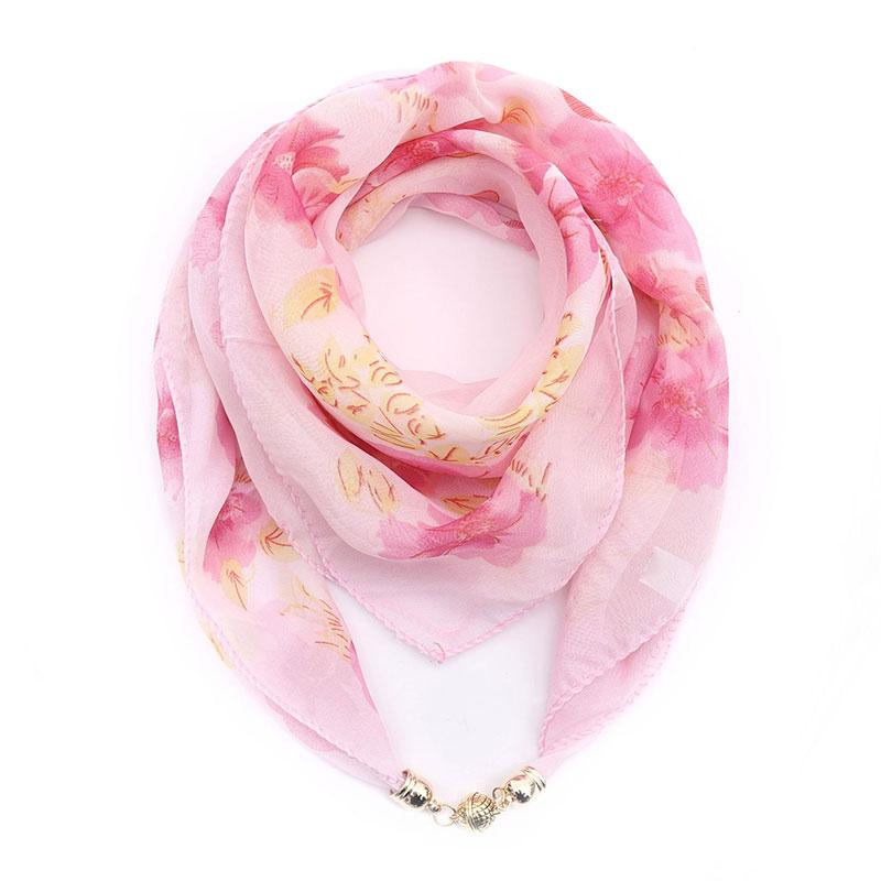Damen Bedruckt Mode Magnetverschluss Halskette Anhänger Sommer Frühling Chiffon Seide Schal Halskette Accessoires Muttertagsgeschenke