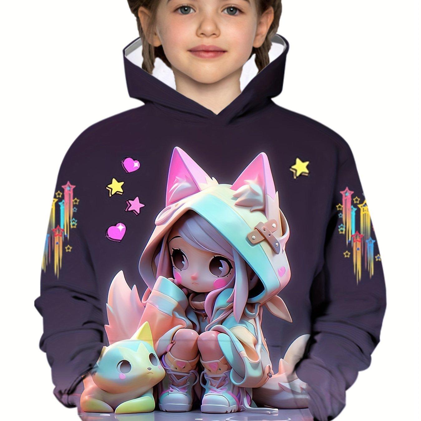 Kinder Kleidung Mädchen Hoodies Langarm Cartoon Comic Mädchen Druck Herbst Kinder Kleidung Mädchen Kawaii Mädchen Tops Kinder Kleidung 130CM