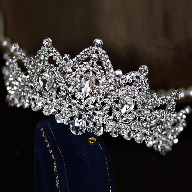 Haupt-Hochzeitskleid Brautkrone Kopfschmuck Neuer Prinzessinnen-Stil Hochzeit Luxus Erwachsene Zeremonie Weiblich Geburtstagskrone gray