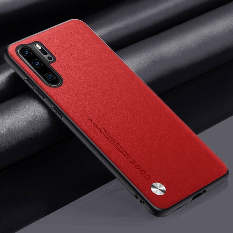 Luxus PU Ledertasche für Huawei P30 Pro Rückseite Matte Silikon Vollschutz Handyhülle für Huawei P30 P30Pro Coque For Huawei P30 Pro rot
