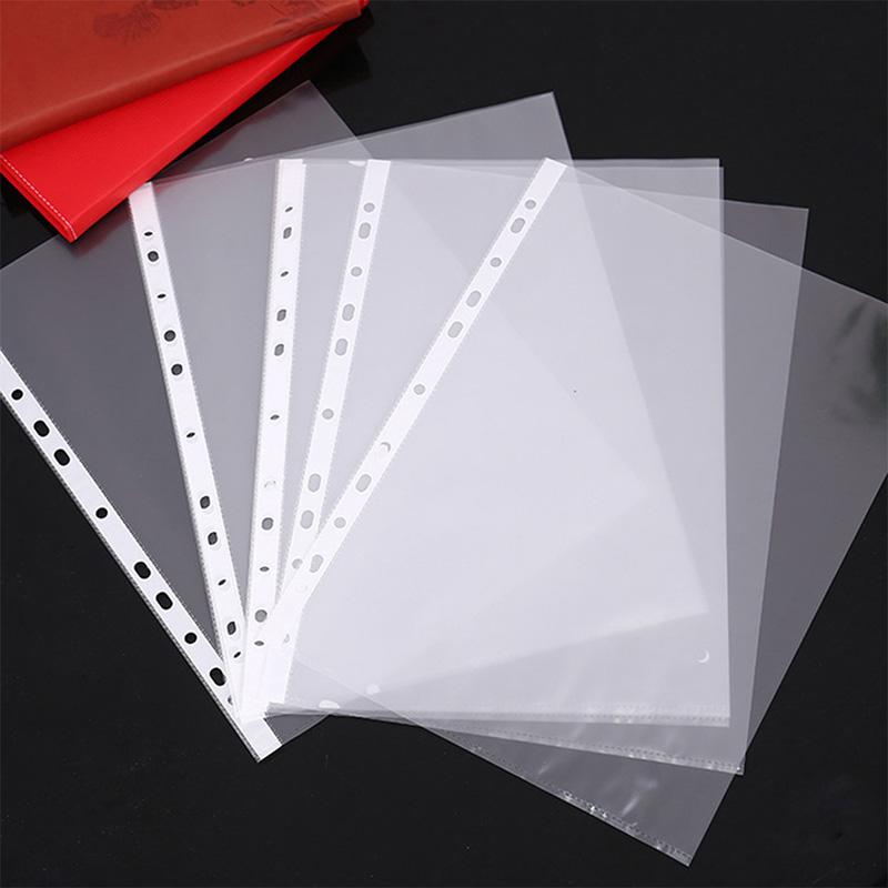 A4 100 Stück Transparente Plastik Lochtaschen Mappen Ablage Dünn 11 Löcher Loseblatt Datei Aufbewahrung Dokumente Blattschutzhüllen 100pcs weiß