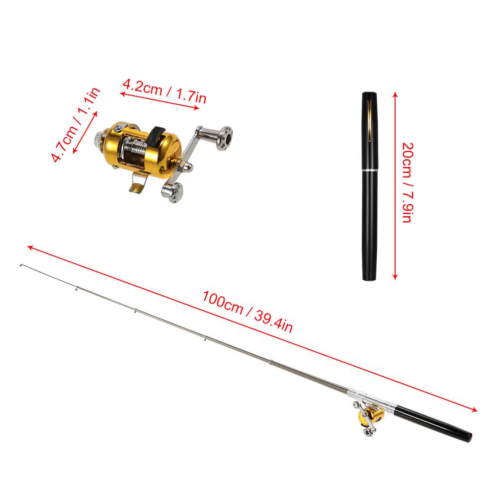 Angelrute und Rolle Combo Set Teleskopische Taschenstift-Angelrute mit Mini-Trollingrolle Angeln silber