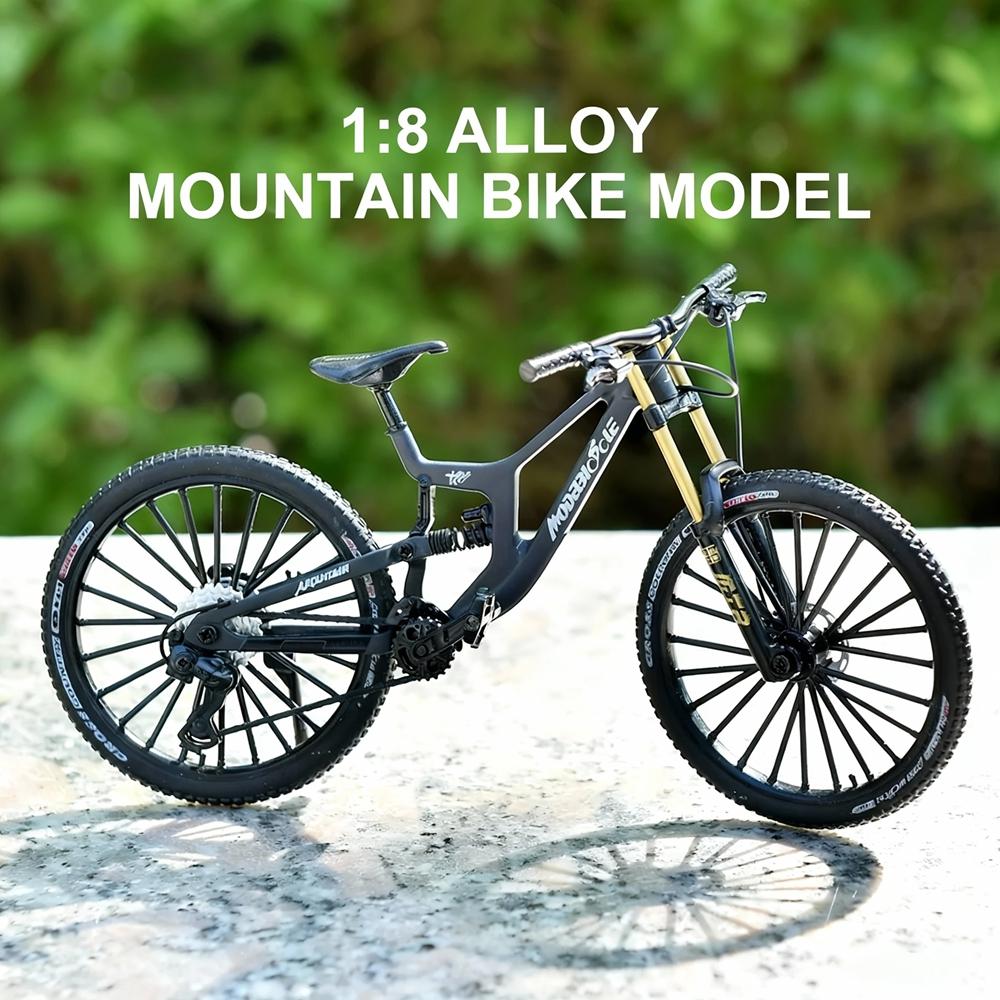 1:Maßstab 8 Legierung Mountainbike Modell Realistisches Gangschaltungsspielzeug mit Vorder- und Hinterradfederung Weihnachtsgeschenke für Fahrradfans schwarz