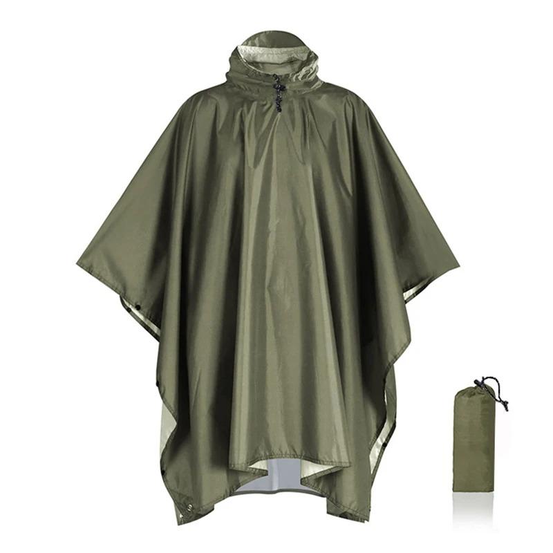 3-in-1-Outdoor-Regenmantel mit Kapuze für Fahrrad, Motorrad, Radfahren, wasserdichter Regenmantel, Regenponcho, Camping, Wandern, Reiseregenbekleidung, Zelt, Reiseregenbekleidung, Zelt grün