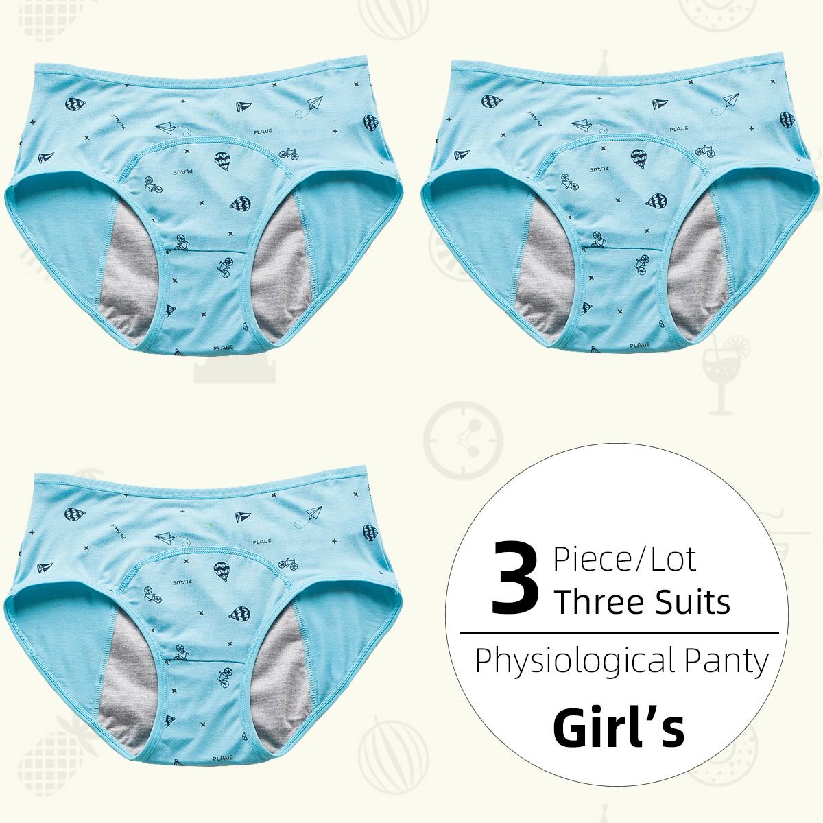 3 Teile/los Mädchen Physiologische Höschen Unterwäsche Auslaufsichere Mädchen Menstruation Spezielle Sanitär Sicherheit Hosen Student Unterwäsche Slips L