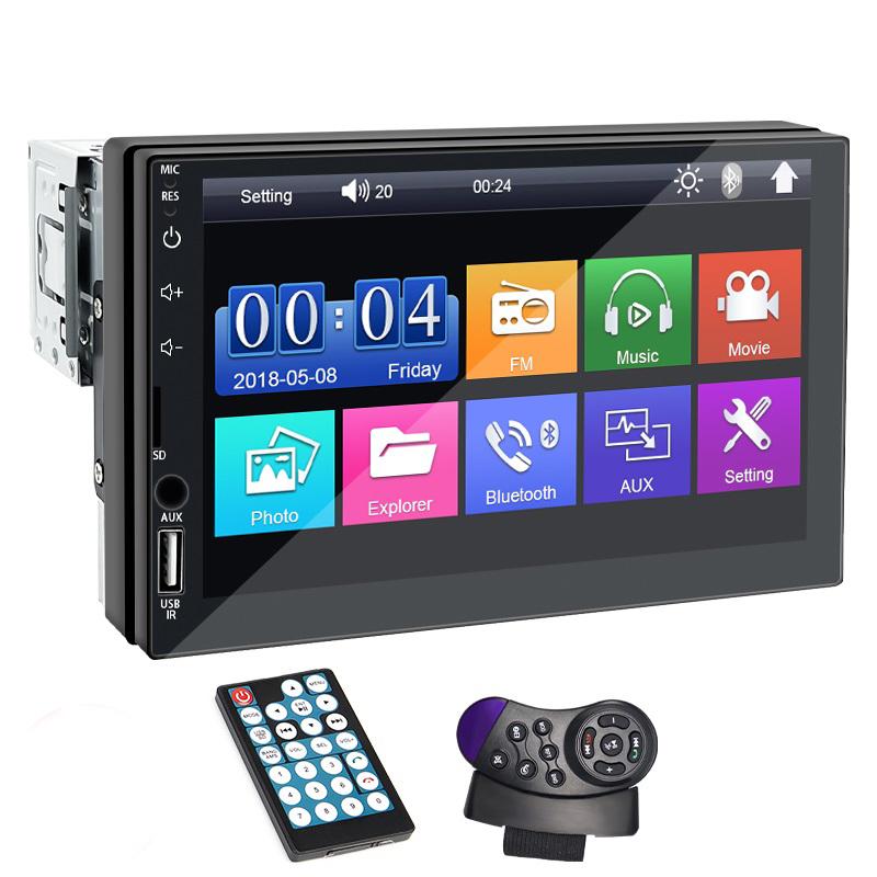 Hippcron Autoradio MP5-Player 1 Din Bluetooth HD 7  Touchscreen Multimedia FM ISO Power Aux-Eingang Bluetooth USB Mirror Link With Remote Control