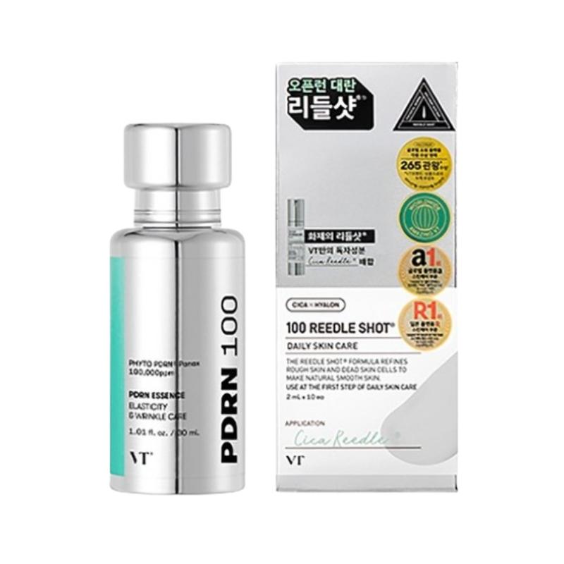 VT Cosmetics PDRN Essence 100 30ml + Reedle Shot 100 Stick Pouch 2ml × 10 Set – PDRN Glow Essence & Cica Reedle Skin Booster Set Essence 30ml + Stick Pouch 2ml × 10 Set