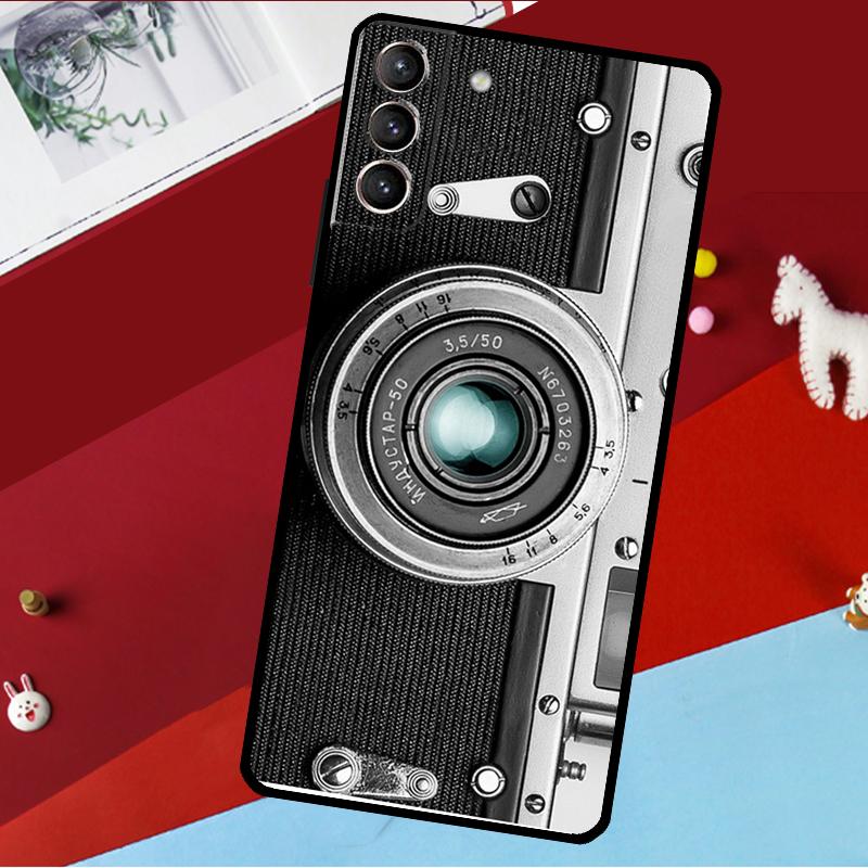 Retro Kamera Vintage Hülle Für Samsung Galaxy S25 Ultra S24 S22 S23 Plus S20 S21 FE S9 S10 S24 FE Handyhülle Galaxy S20 black