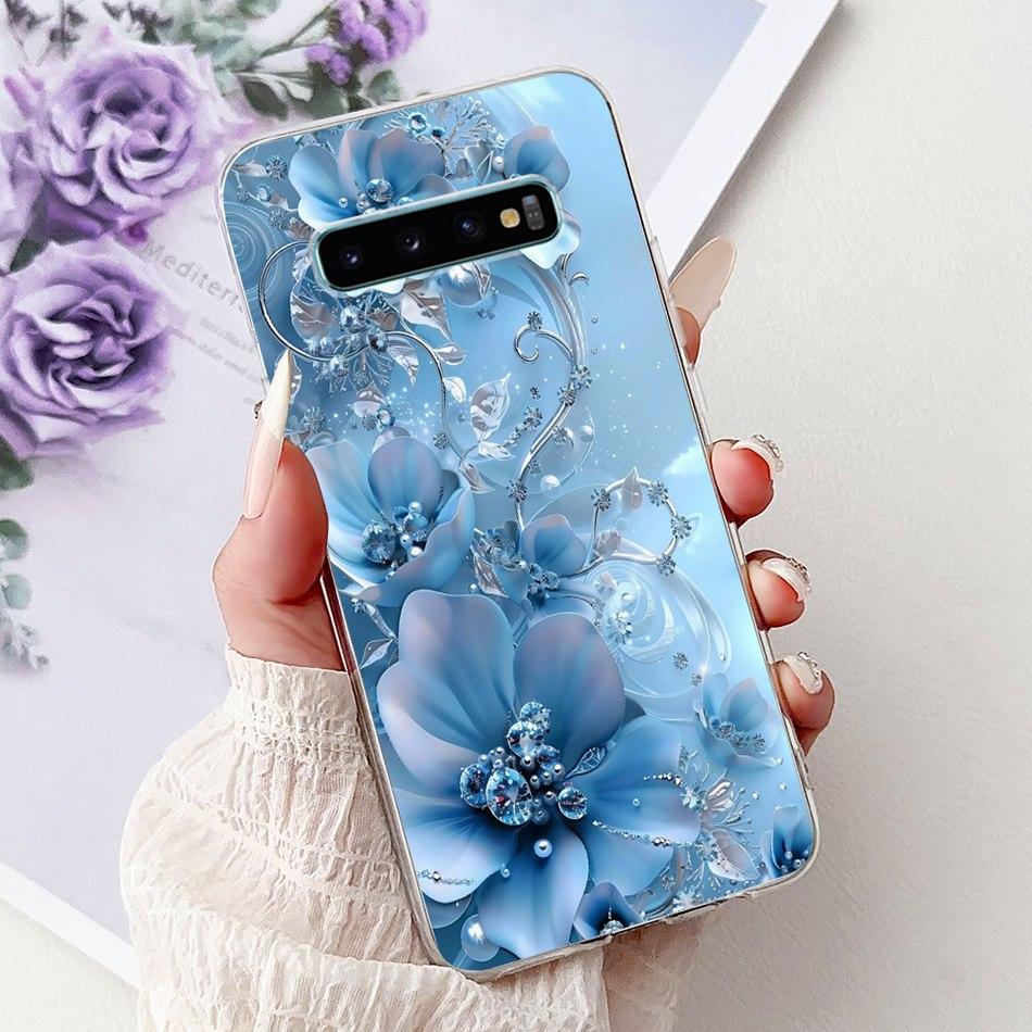 Für Samsung Galaxy S10+ S10 S10e Elegante Blume Schmetterling Handyhülle Für Samsung S10e S10 Plus S 10 4G Weiche Silikon TPU Hüllen S10e