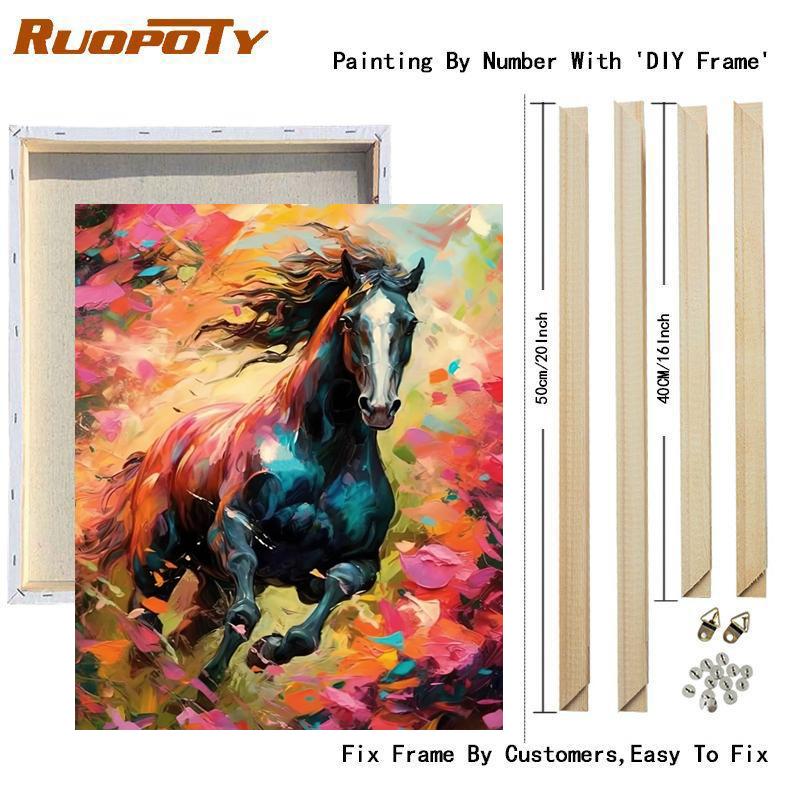 Rahmen Diy Malen Nach Zahlen Laufendes Pferd Moderne Wandkunst Bild Tiere Diy Geschenk Für Inneneinrichtungen 40x50 40x50cm Diy Frame