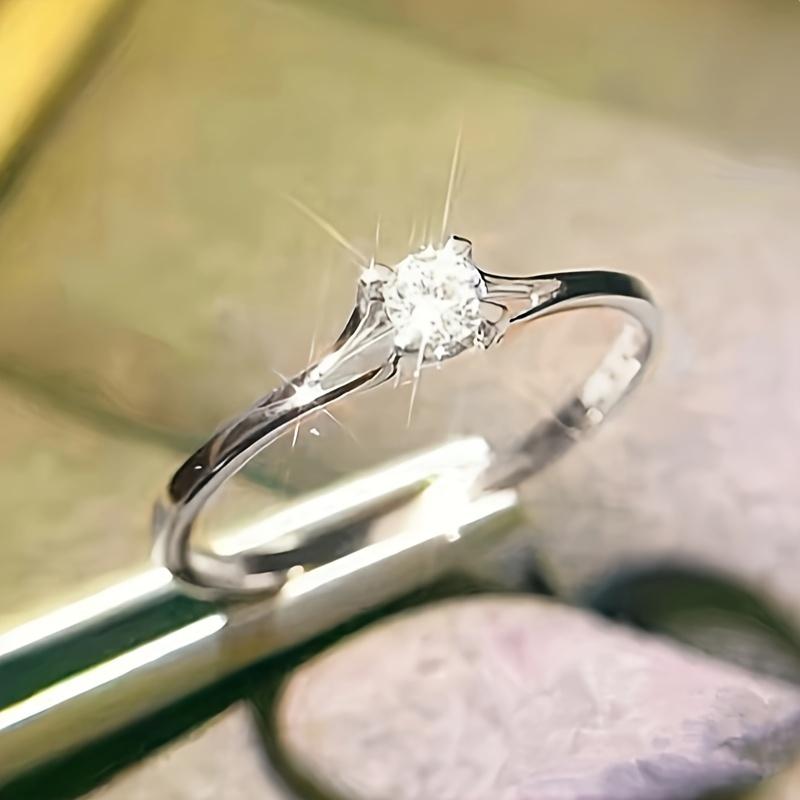 Minimalistische Brillante Zirkonia 925 Sterlingsilber Eheringe für Frauen Schlichte und Elegante Verlobungsringe Schmuck 7 silber