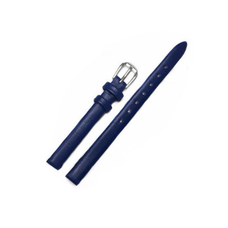 Dünnes Uhrenarmband für Damen, dünner Handgelenksgürtel mit Dornschließe, langlebiges Ersatzarmband aus echtem Leder, Zubehör für Damenuhren 13mm blau