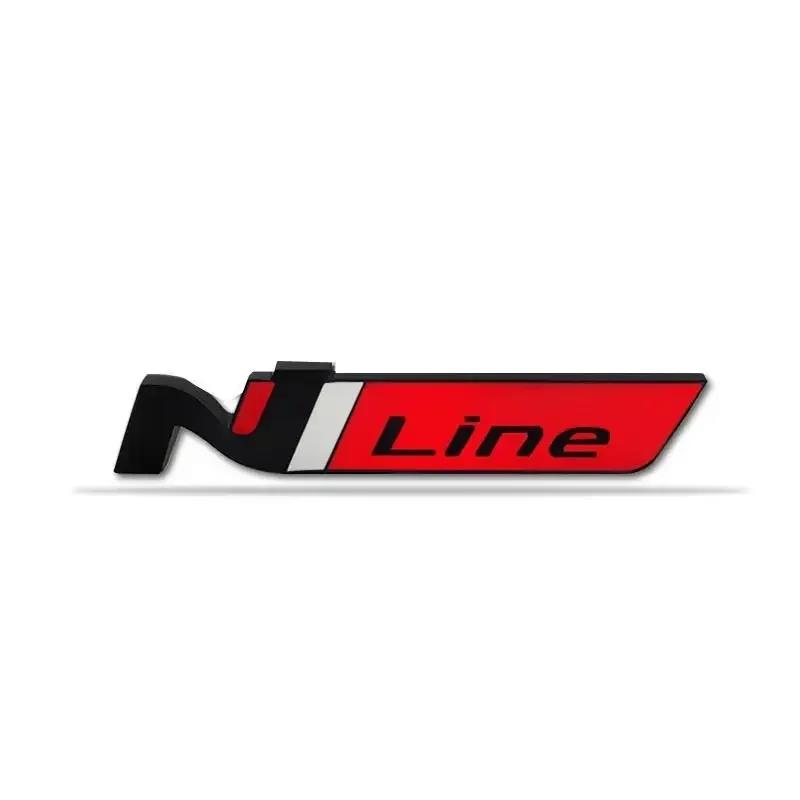 3D Metall N Line Logo Heckklappe Kofferraum Emblem Plakette Aufkleber Für Hyundai i20 i30 Sonata Kona Elantra Tuson Autoaufkleber rot