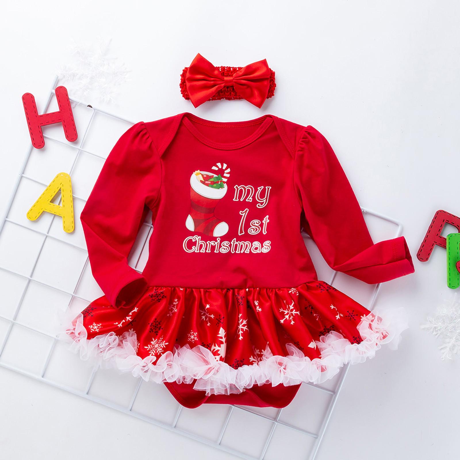 Weihnachten Baby Kleidung Langarm Strampler Kleid Baby Overall Strampler Baby Anzug 73 rot