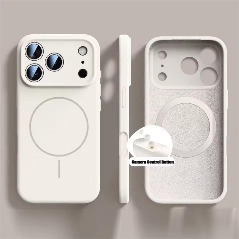 für iPhone 17 ProMax Flüssig-Hautgefühl Magsafe Hülle Für 13 14 15 16 Pro Max Plus 17Pro Air Magnetisches Laden Komfort Touch Hülle iPhone 17 Air weiß