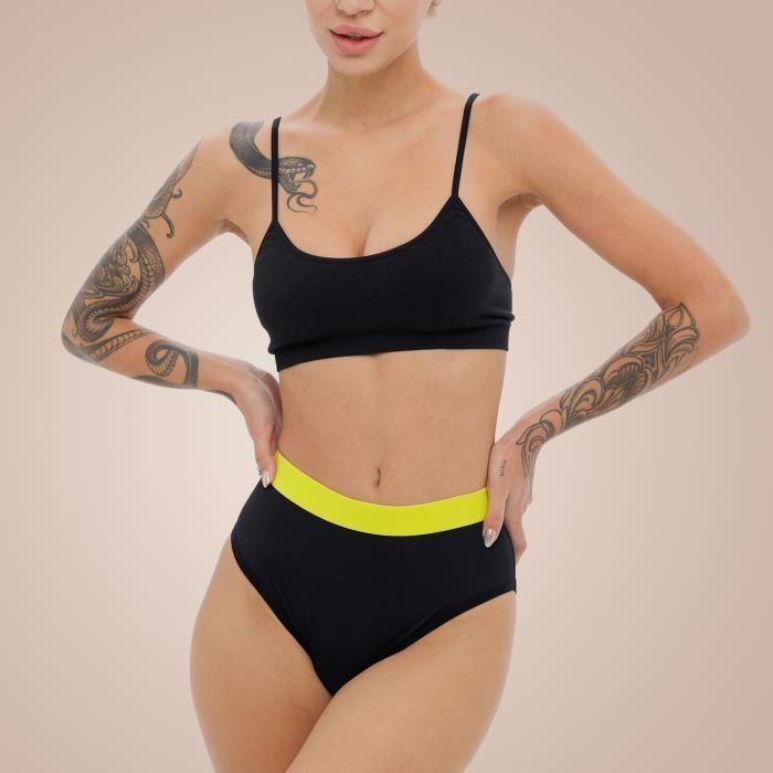 Weekiss High Waist Lemon Culotte menstruelle, Culotte de regle flux abondant, 3XL (46), Noir