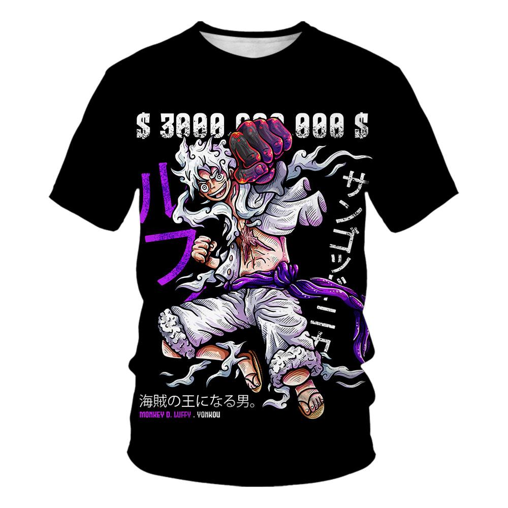 Mode Kid Anime One Piece Luffy T-Shirt Jungen Kleidung Kinder Jungen T-Shirt Kinder T-Shirt Sommer Kurzarm Tops Tees M