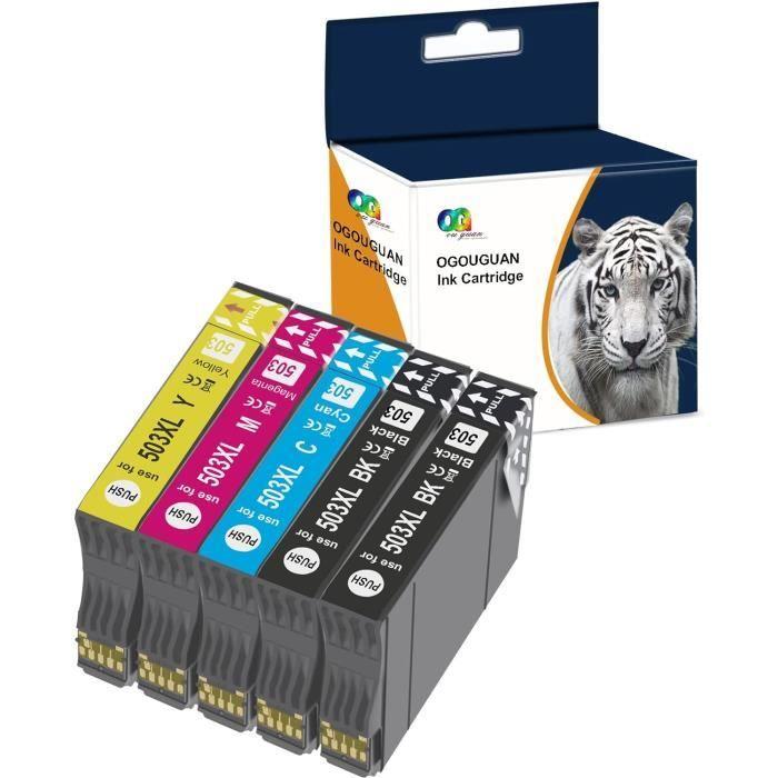Tintenpatronen 503XL - OGOUGUAN - Kompatibel mit Epson - 5 Stück - Mehrfarbig - 550 Seiten Schwarz