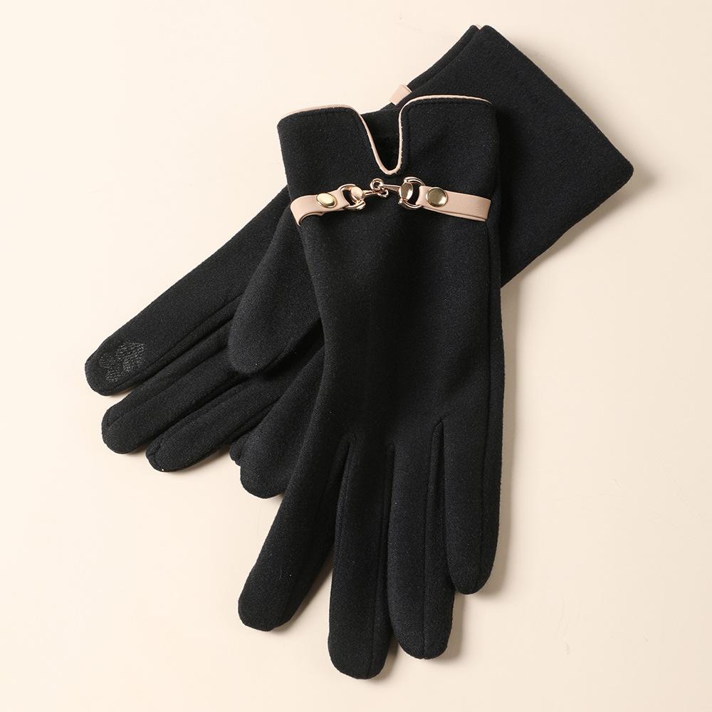 Mode Dame Handschuhe Fäustlinge Frauen Winter Vintage Fahren Radfahren Handschuhe Outdoor Warm Halten Winddicht Handschuhe schwarz