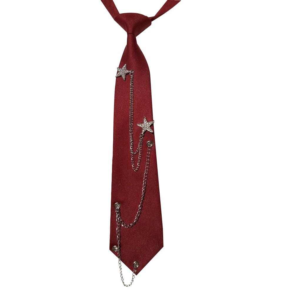Punk JK Krawatte Japanische Fliege Mode Sternenkette Krawatte Schuluniform wein rot