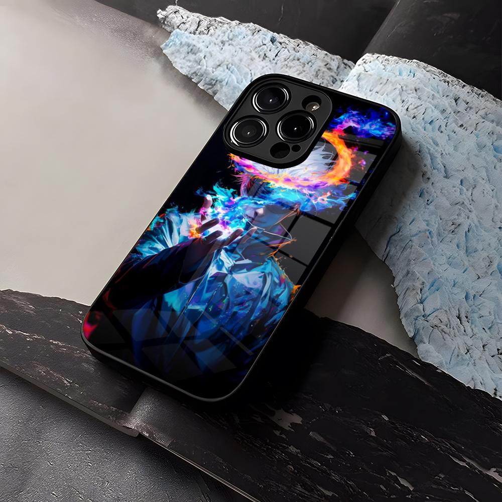 JJK Satoru Gojo Smartphone Hülle Gehärtetes Glas Für IPhone 16 13 14 12 15 11 Pro Max Plus Mini X XR SE2020 Hülle iPhone 14