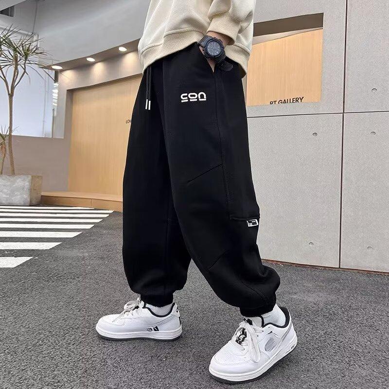 Jungen jogginghose frühling und herbst neue kinder hosen jungen jogginghose kinder casual hosen 150 schwarz