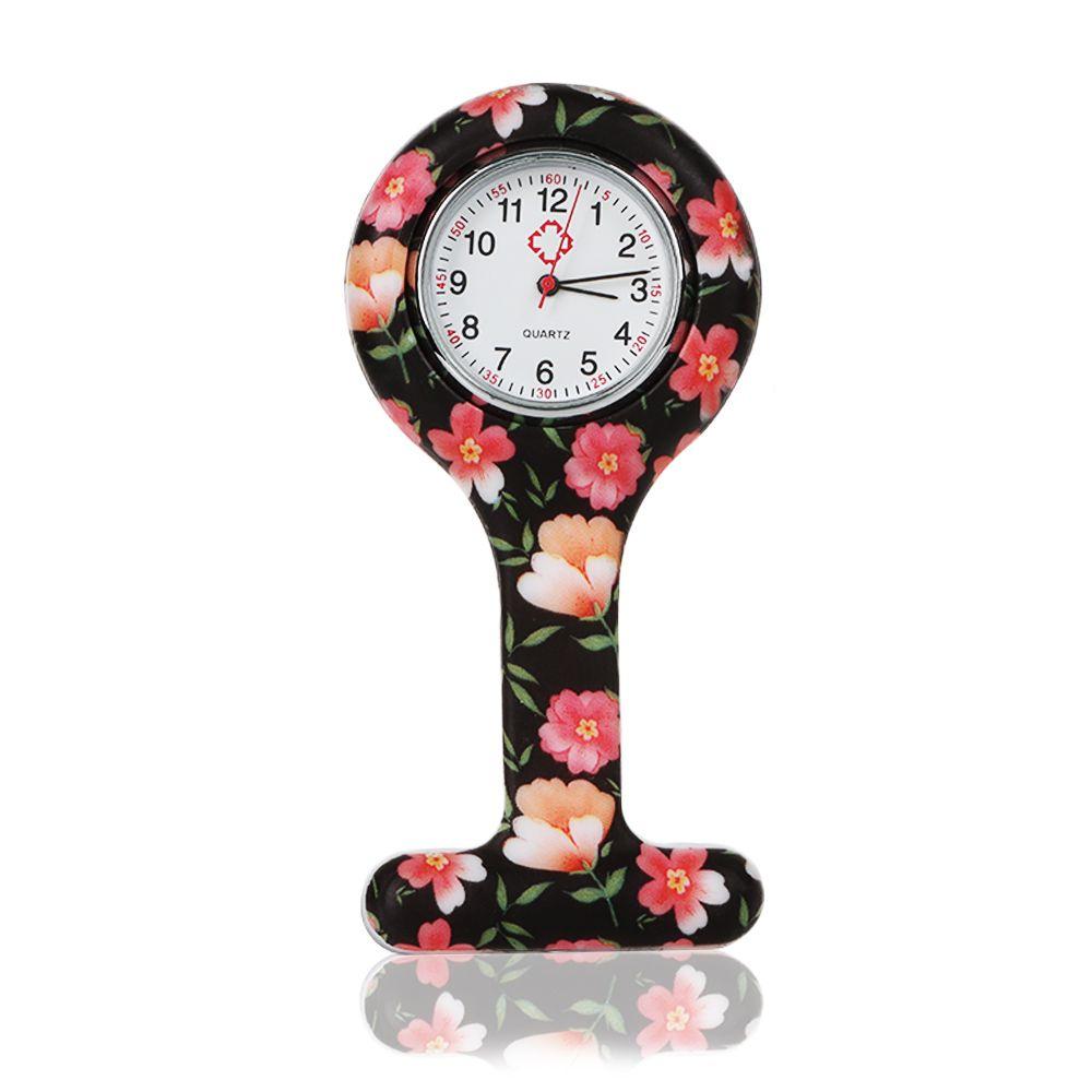 Damen Reversuhren mit Sekundenzeiger Geschenk Silikon Krankenschwester Uhr Fob Clip-On Pflege 15 black