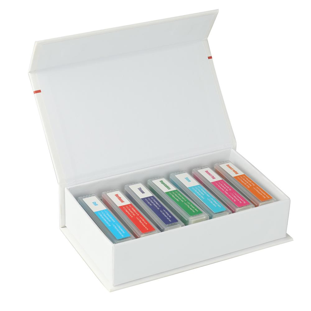 35 Stück bunte Mikroskopproben, biologische Objektträger, primäre und sekundäre Geschenke