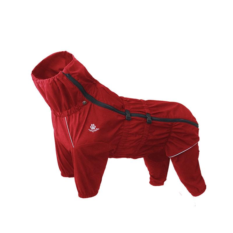 Haustier Hund Mantel Outdoor Jacke Haustier Wasserdichte Winter Warme Kleidung Großen Overall Reflektierende Regenmantel Für Mittelgroße Hunde 4XL rot